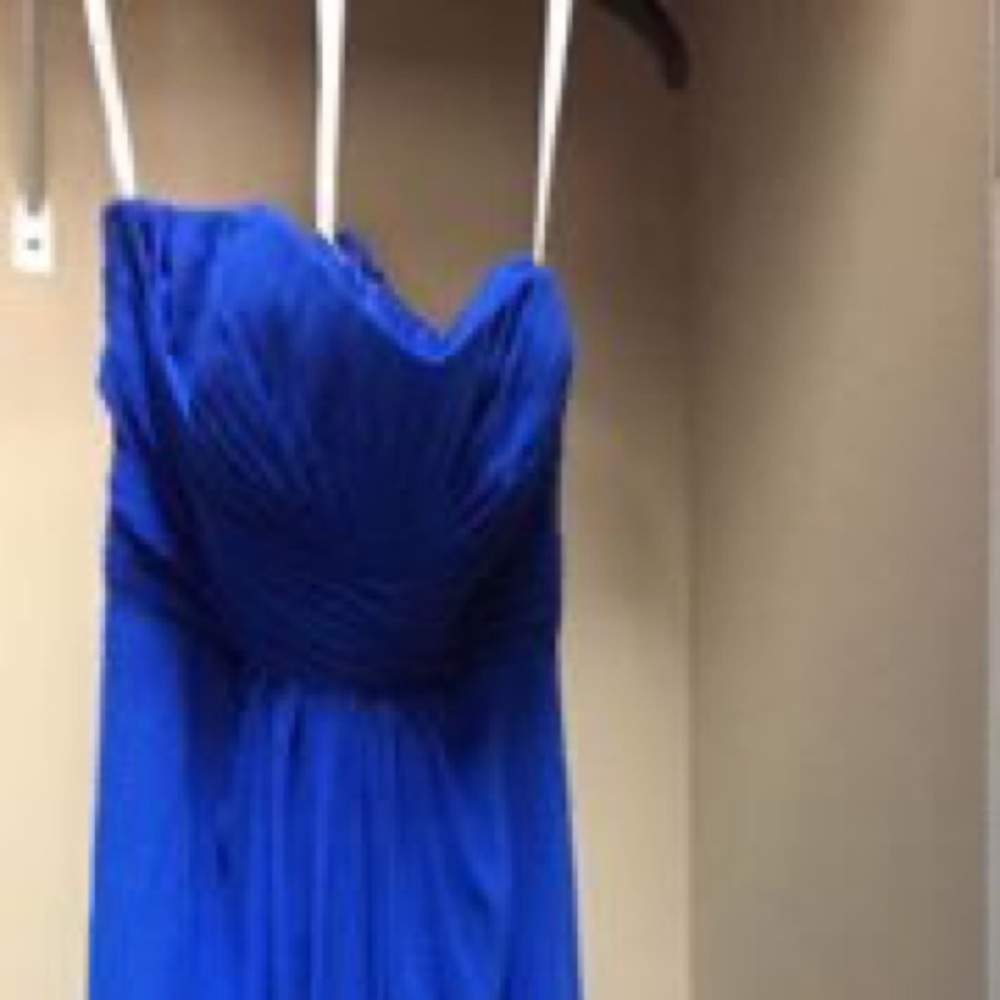 Long blue Chiffon strapless dress
